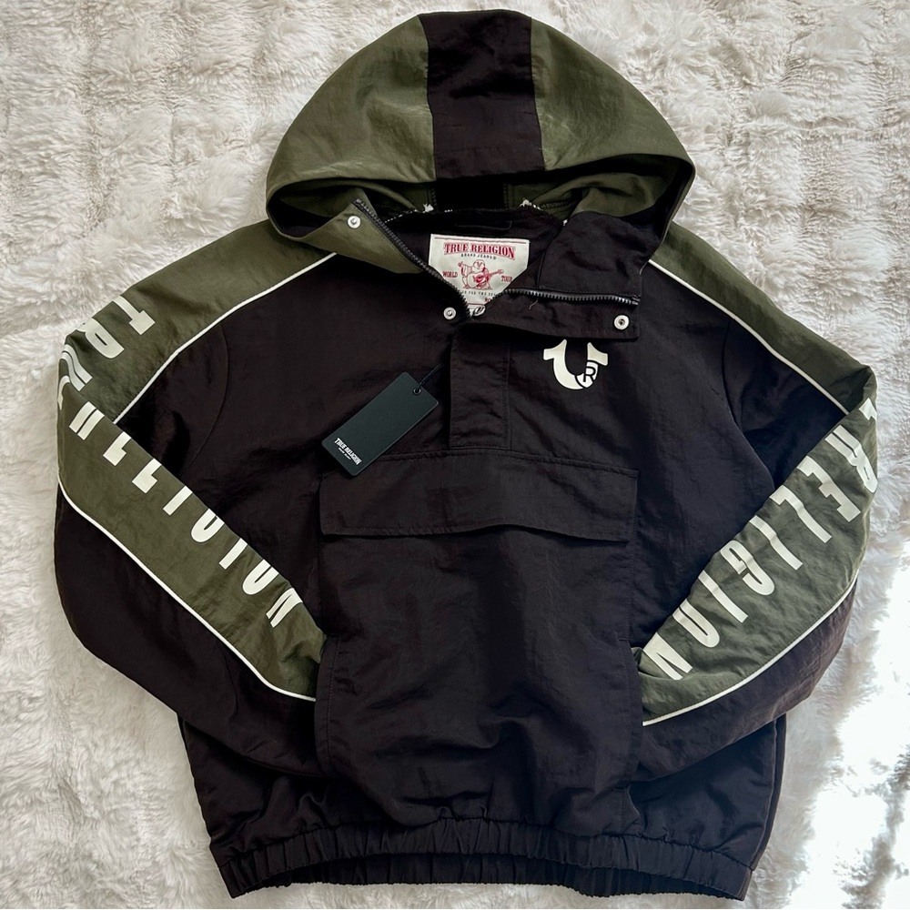 True Religion Dark Brown / Kalamata Color Block Anorak Jacket Size Men’s XS